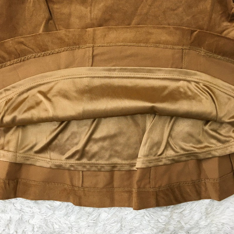【17626】 Heather ヘザー スカート サイズF ブラウン 一部ゴム 無地 シンプル 台形 可愛い 後ろファスナー オシャレ レディース