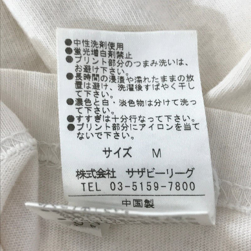 【17641】 ESTNATION エストネーション 半袖Tシャツ カットソー サイズM オフホワイト カジュアル プリント コラボアイテム メンズ