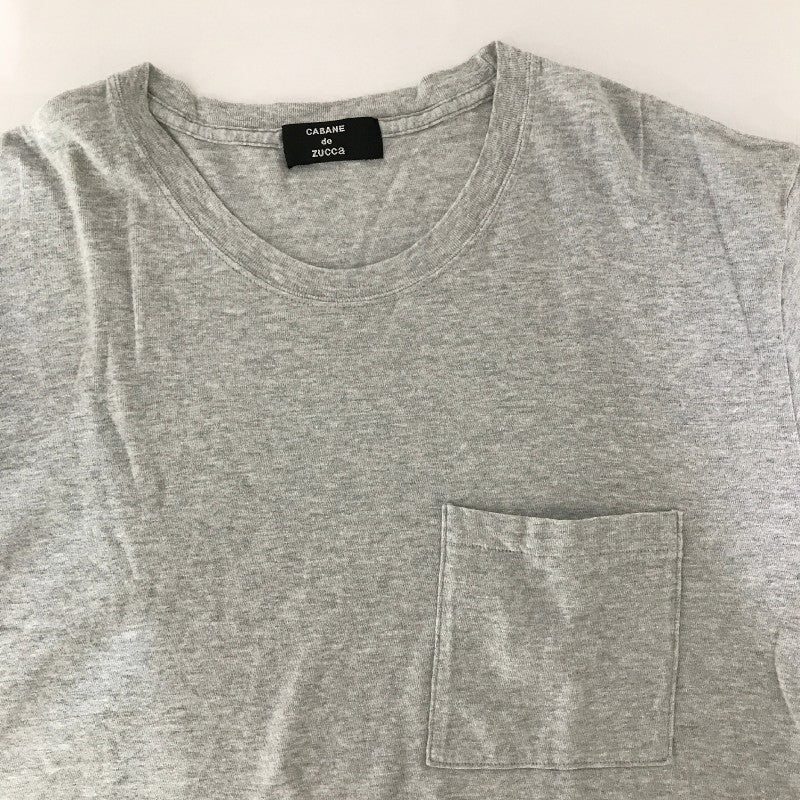 【17743】 CABANE de ZUCCa カバンドズッカ 半袖Tシャツ カットソー サイズM グレー シンプル カジュアル Uネック メンズ