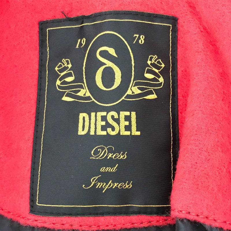 【17758】 新古品 DIESEL ディーゼル コート サイズXS(SS) レッド 前ボタン ベルト付き オシャレ 暖かい 羽織りやすい レディース