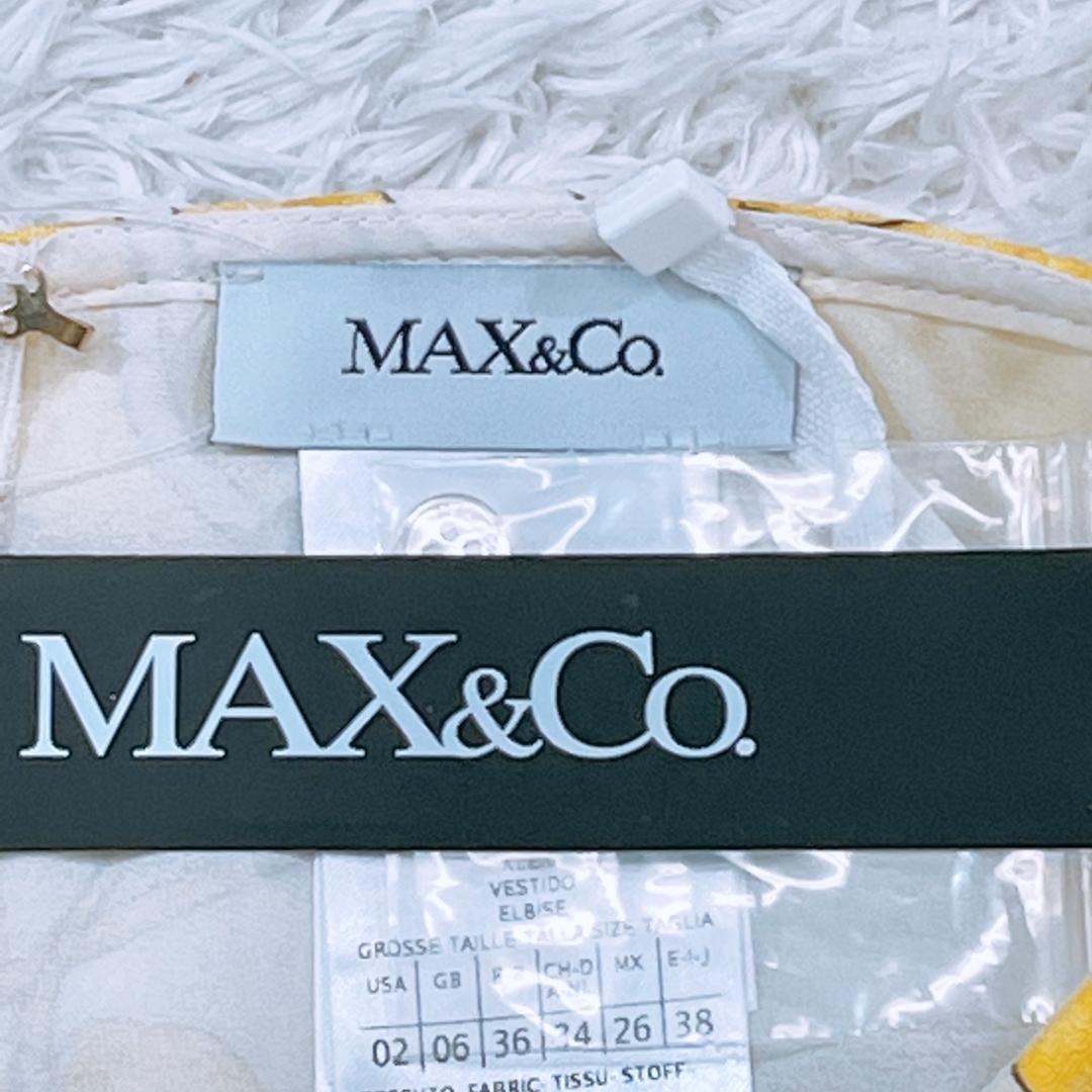 【17843】新品 MAX&Co. ワンピース 38 イエロー 新品 未使用品 タグ付き マックスアンドコー ひざ丈ワンピース 黄色 ベルト付 レディース