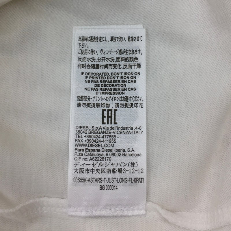 【17863】 新古品 DIESEL ディーゼル 長袖Tシャツ ロンT カットソー サイズXXS ホワイト かっこいい 胸プリント 袖プリント レディース