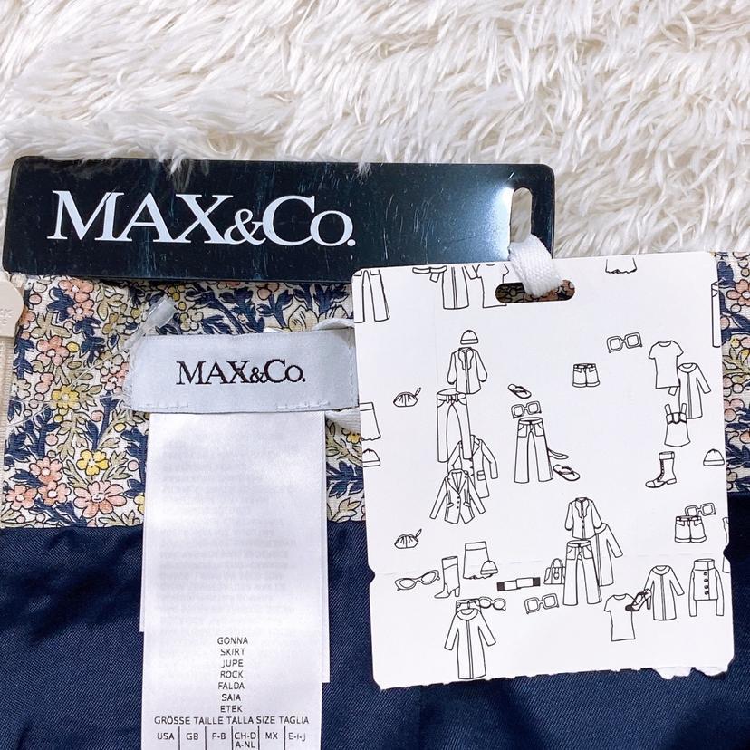 【17884】新古品 MAX&Co. スカート 42 XLサイズ相当 マルチカラー タグ付き マックスアンドコー ひざ丈スカート 総柄 花柄 レディース