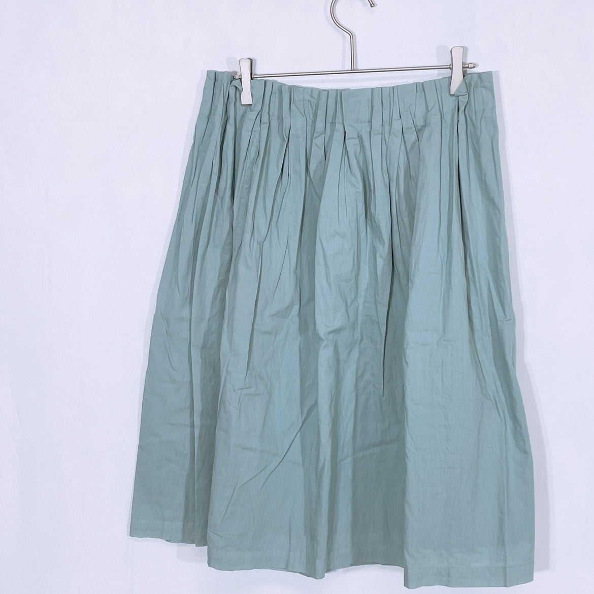 【18229】 MELROSE CLAIRE メルローズクレール ひざ丈スカート ライムグリーン 緑 グリーン かわいい シンプル 無地 普段着