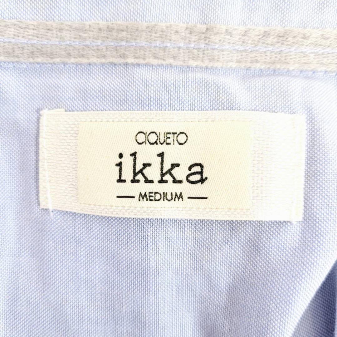 【18845】 IKKA イッカ トップス シャツ M 紺 グレー ストライプ 半袖 シンプル おしゃれ カジュアル メンズ ポロシャツ