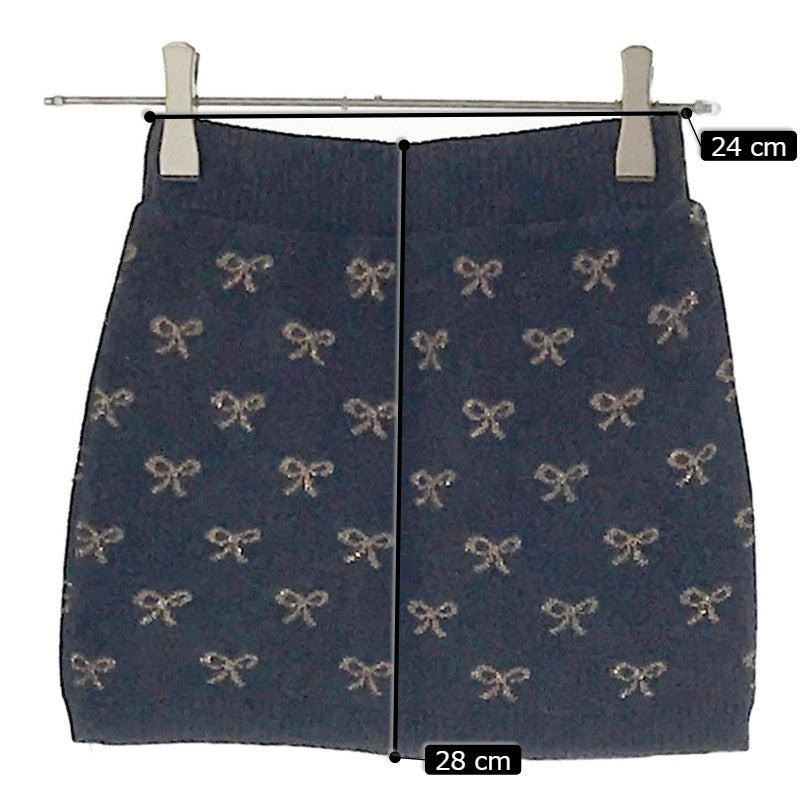 【18857】 H&M エイチアンドエム ひざ丈スカート サイズ130cm サックスブルー リボン刺繍 前ポケット かわいい 女の子 キッズ