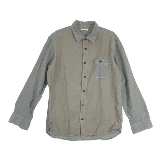 【18908】 GU ジーユー 長袖シャツ サイズL グレー シンプル 無地 オシャレ 着やすい フロントボタン 着こごちが良い 襟付き メンズ