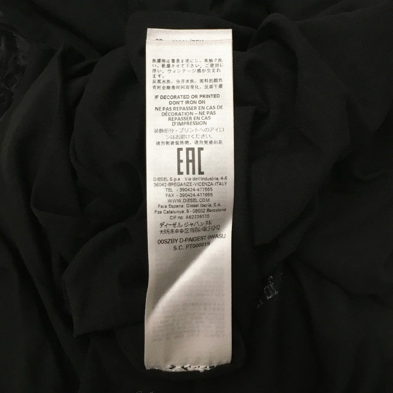 【18926】 新古品 DIESEL ディーゼル 七分袖Tシャツ カットソー サイズXXS ブラック グラフィック プリント カットオフ レディース