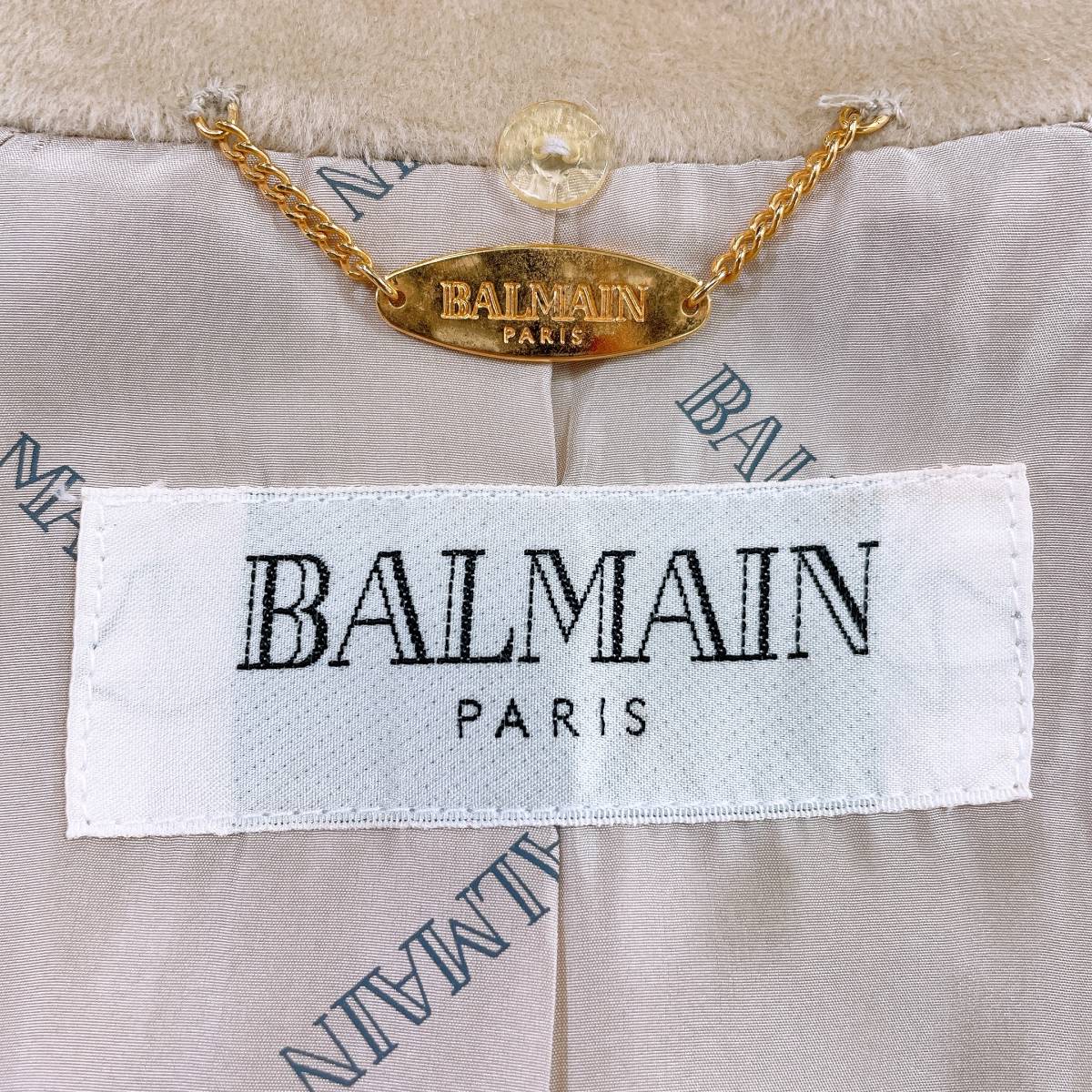 新品 レディース9 M BALMAIN ロングコート ライトブラウン 茶 かっこいい オシャレ 秋冬 高級 フランス バルマン 【20152】