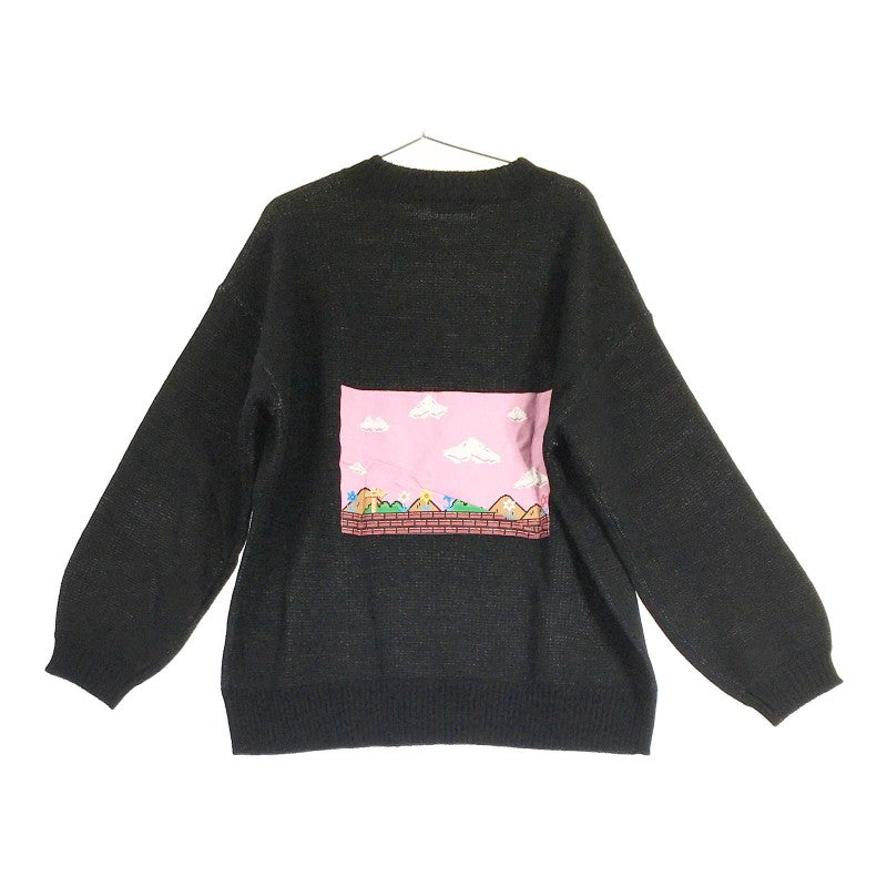 【20184】 jouetie ジュエティ セーター サイズM ブラック ニット グラフィック シンプル 暖かい 可愛い ジャガード編み レディース