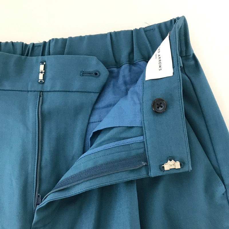 【20185】 UNITED ARROWS ユナイテッドアローズ ワイドパンツ サイズ38 ブルー シンプル 一部ゴム 裾が折ってある 無地 レディース