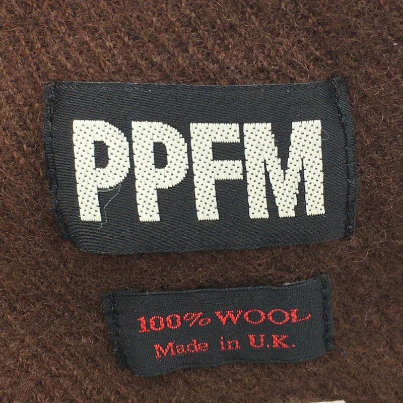 【20190】 PPFM ピーピーエフエム マフラー ブラウン ロゴ付き 無地 シンプル 肌触り良い オシャレ 暖かい カッコイイ メンズ