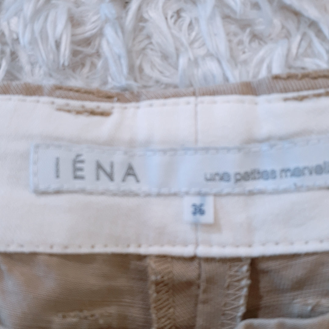 【20273】IENA イエナ パンツ ベージュ 36 ショートパンツ レディース シンプル バックポケット付き