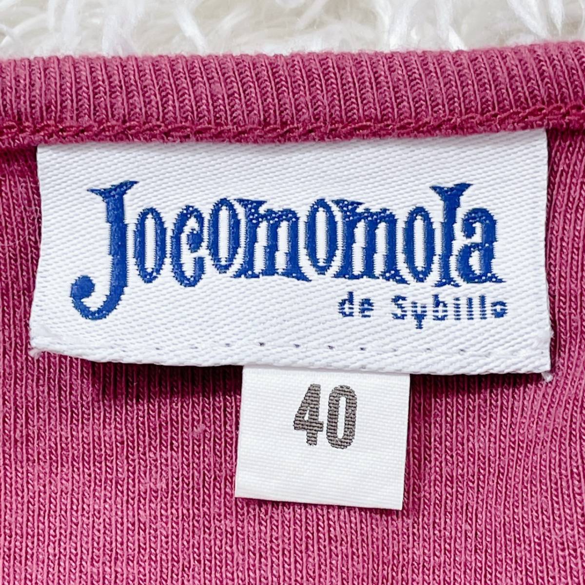 【20314】 Jocomomola ホコモモラ トップス シャツ Tシャツ 半袖Tシャツ 丸ネック お花 アップリケ ピンク系 カーディナル 40 L