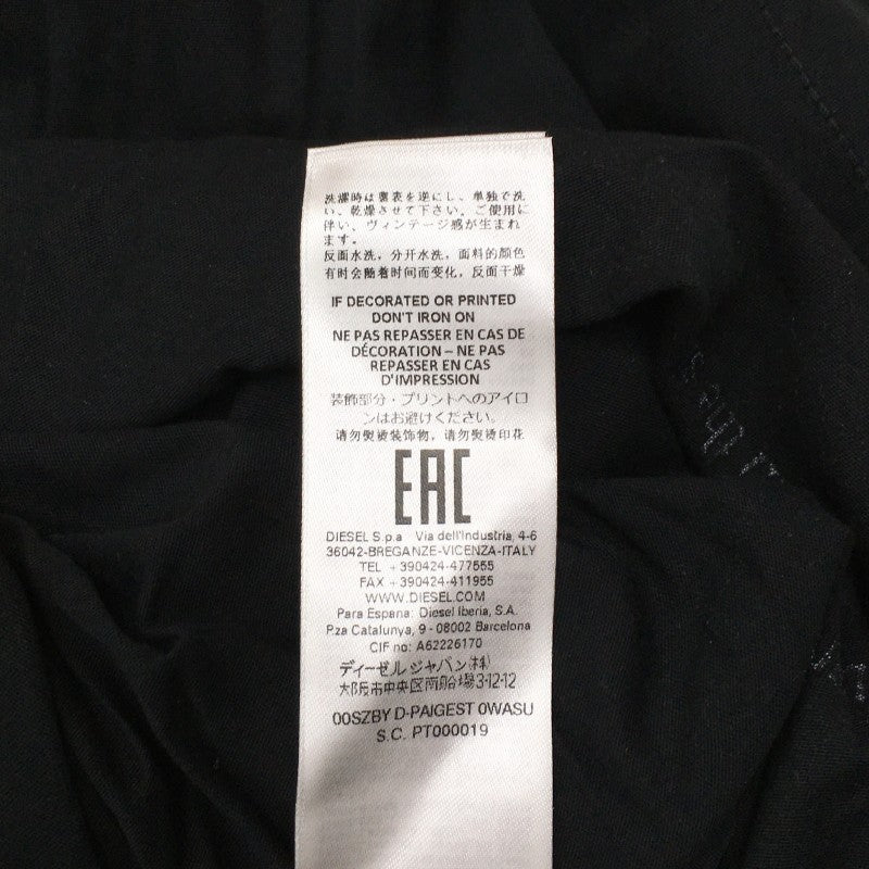 【20358】 新古品 DIESEL ディーゼル 七分袖Tシャツ カットソー サイズXXS ブラック グラフィック プリント カットオフ レディース
