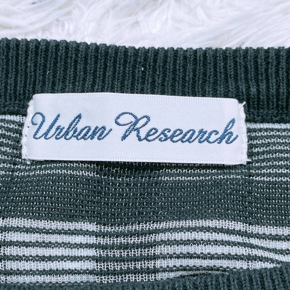 【20415】 URBAN RESEARCH アーバンリサーチ レディース トップス ニットシャツ 半袖シャツ 透け感 ボートネック チェック柄 ブラック 黒 F