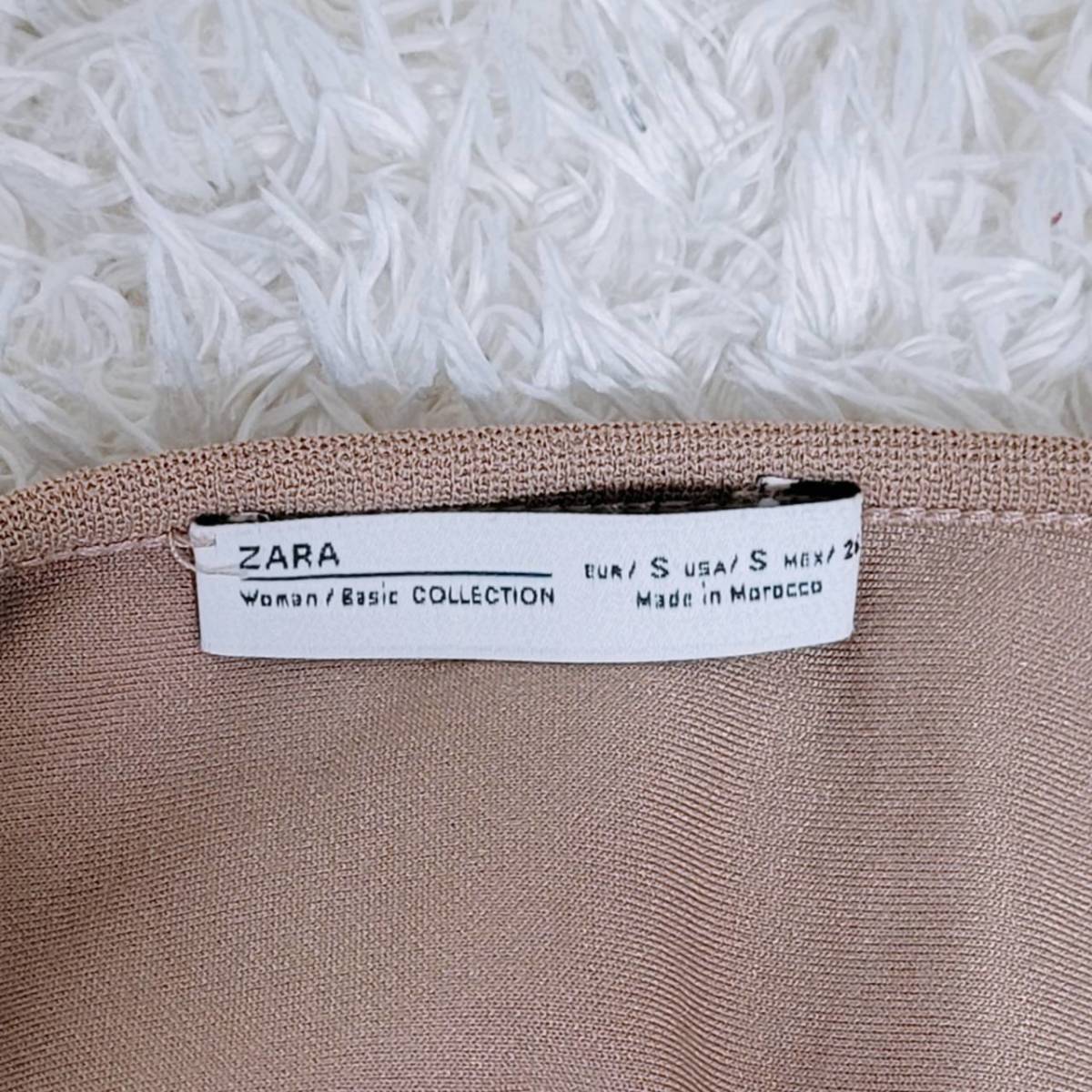 【20443】 ZARA ザラ 半袖シャツ S 茶色 ブラウン 毛皮 カジュアル シンプル お出かけ 肌触り 春夏 ゆったり