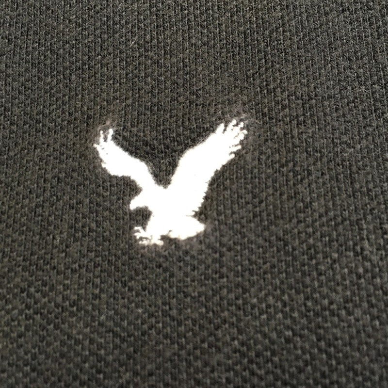【20580】 American Eagle アメリカンイーグル ポロシャツ カットソー サイズUS XS / 約S ブラック シンプル カジュアル ロゴ刺繍 メンズ