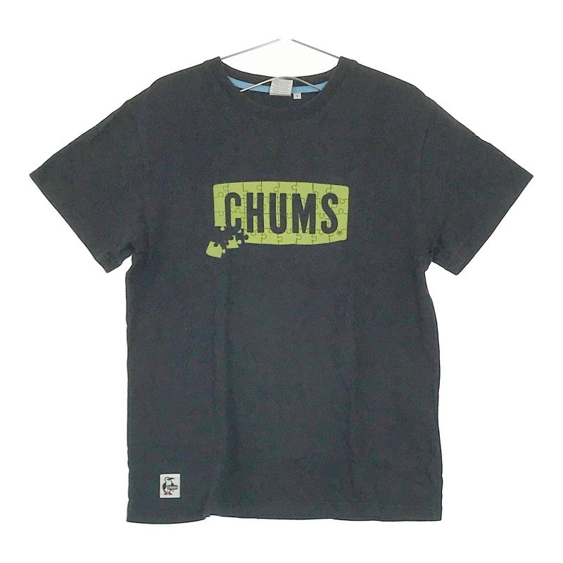 【20623】 CHUMS チャムス 半袖Tシャツ カットソー サイズS ブラック ロゴT パズル プリント シンプル アウトドア 普段着 メンズ