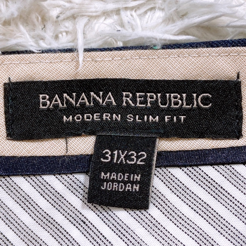 メンズL 31×32 BANANA REPUBLIC パンツ ネイビー 紺色 フルレングス オシャレ シンプル 無地 バナナパブリック 【20650】