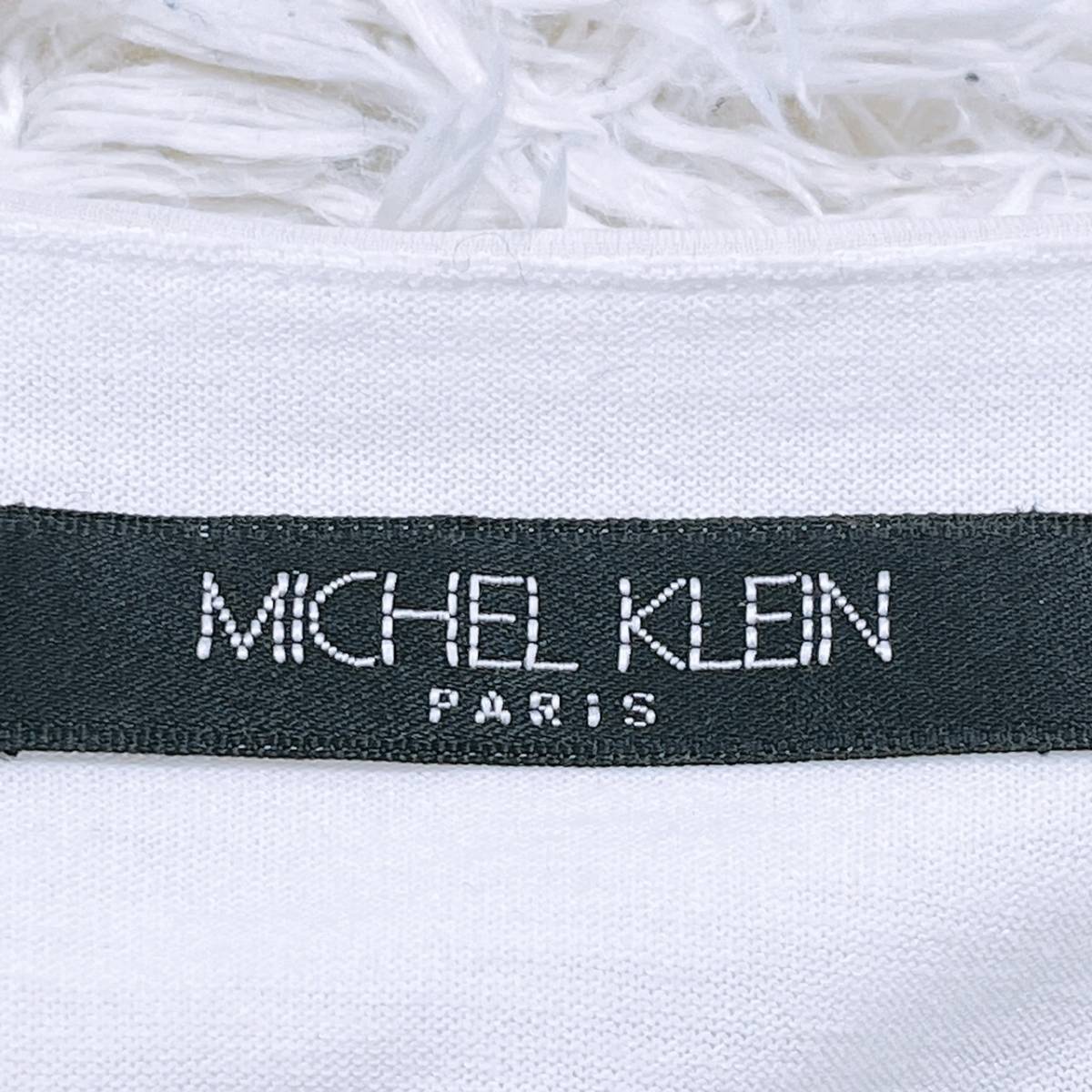 【20768】 MICHEL KLEIN ミッシェル・クラン トップス シャツ ブラウス 長袖ブラウス 丸ネック シースルー 透け感 ホワイト 白 38 M