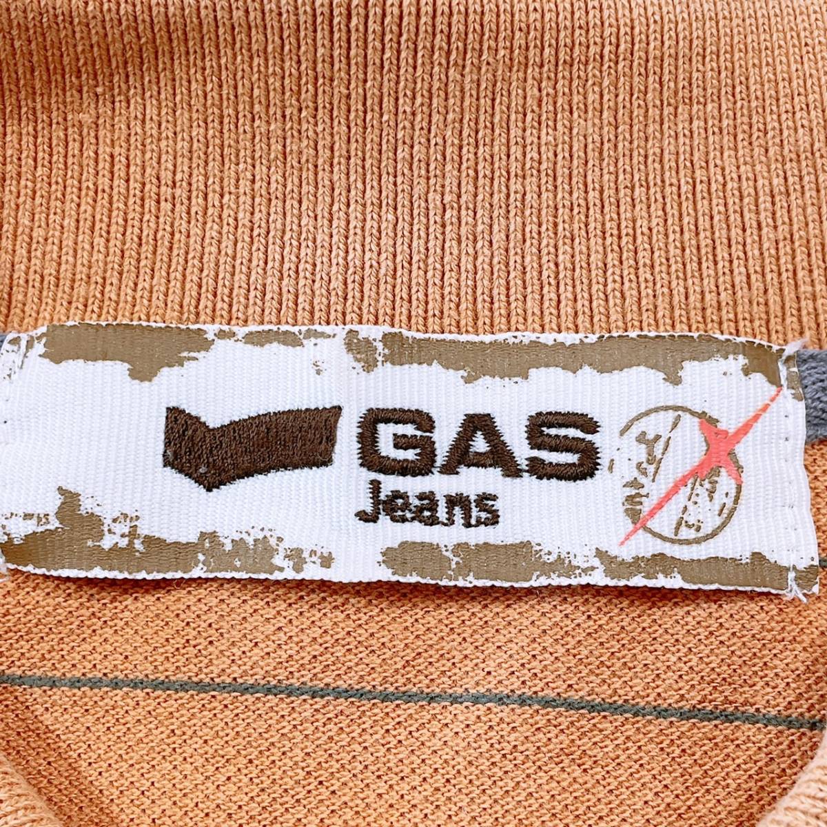 【20816】 GAS JEANS ガス ジーンズ ファッション メンズ トップス シャツ 半袖シャツ 襟 ボタンダウン プリント ロゴ刺繍 キャメル M