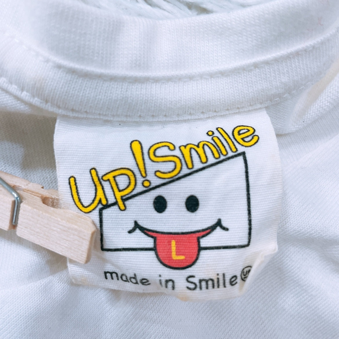 【20909】 UP!SMILE アップスマイル Tシャツ 長袖 白 ホワイト 赤 レッド L キャラクター シンプル かわいい