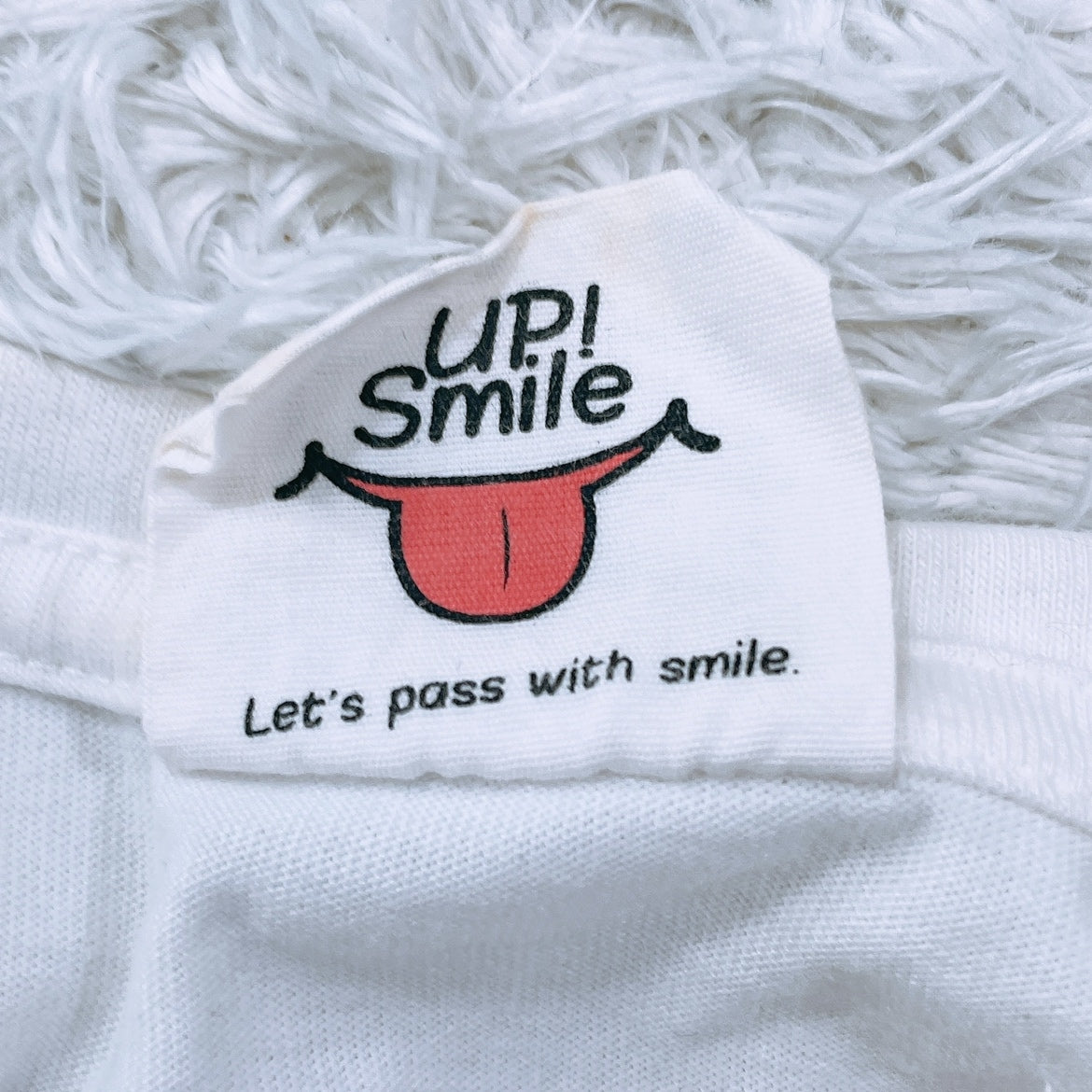 【20909】 UP!SMILE アップスマイル Tシャツ 長袖 白 ホワイト 赤 レッド L キャラクター シンプル かわいい