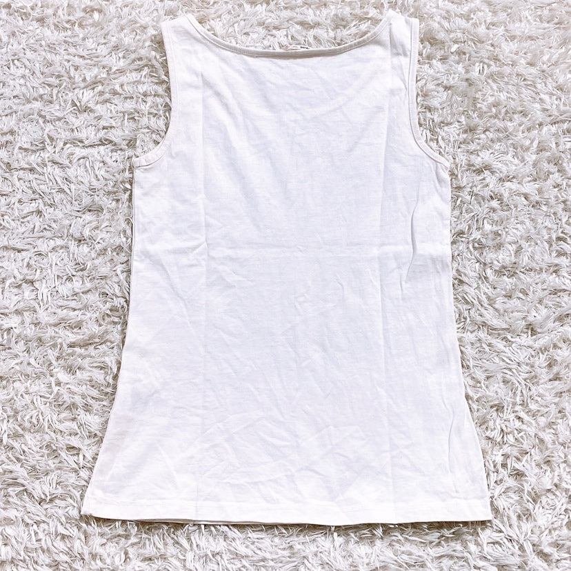 【20921】 H&M エイチ＆エム タンクトップ ノースリーブシャツ EUR146/152 US10-12Y 150cm キッズ シンプル 無地 ホワイト 白