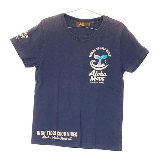 【20964】 ALOHA MADE アロハメイド ファッション レディース トップス シャツ 半袖シャツ Tシャツ 丸ネック ロゴプリント ブルー 青 M