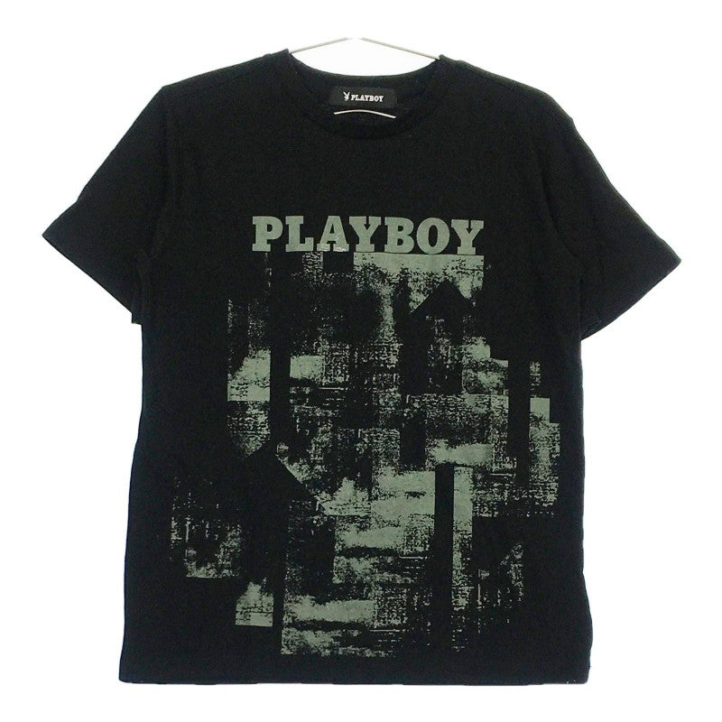 【21008】 PLAYBOY プレイボーイ シャツ Tシャツ ブラック 黒 M 半袖 うさぎ プリント かっこいい メンズ 男性用