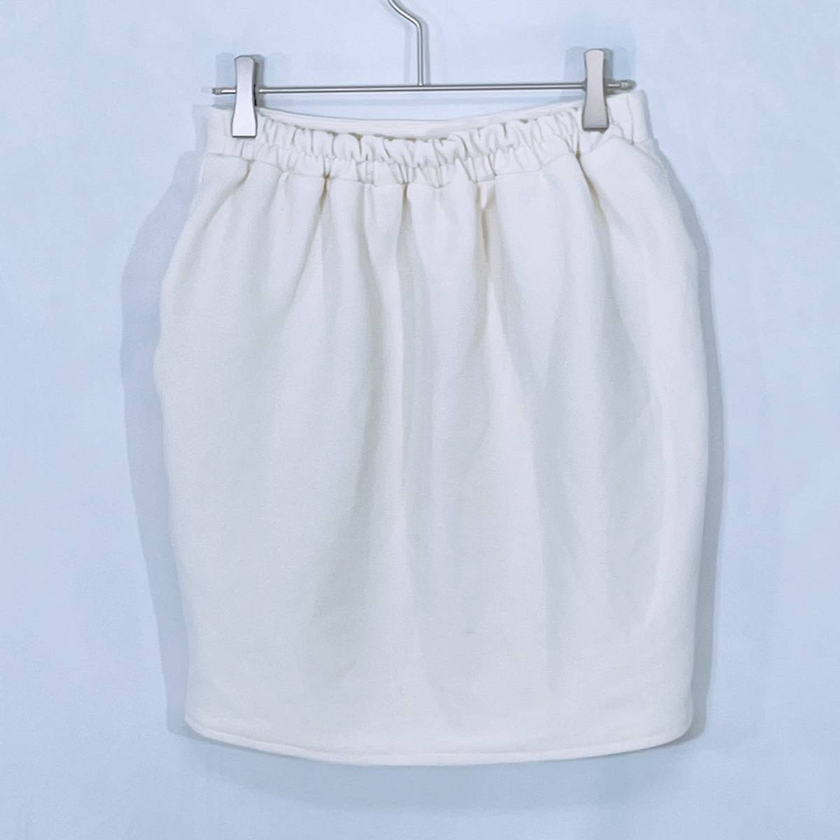 【21341】 S.I2.C. エスアイツーシー ファッション ボトムス スカート 台形型スカート ミニ丈 ウエストゴム ポケット ホワイト 白 M
