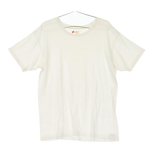 メンズL Hanes トップス シャツ 半袖シャツ Tシャツ 半袖Tシャツ カジュアルシャツ ホワイト 無地 丸ネック シンプル ヘインズ 【21414】