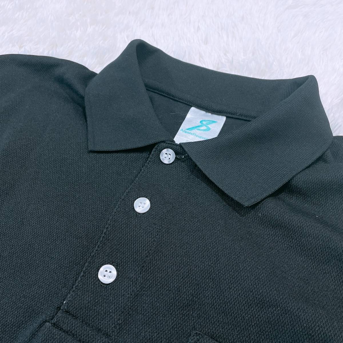 【21435】 Apparel Source Pro アパレルソースプロ トップス シャツ 半袖シャツ ポロシャツ ボタンダウン 胸ポケット ブラック 黒 L