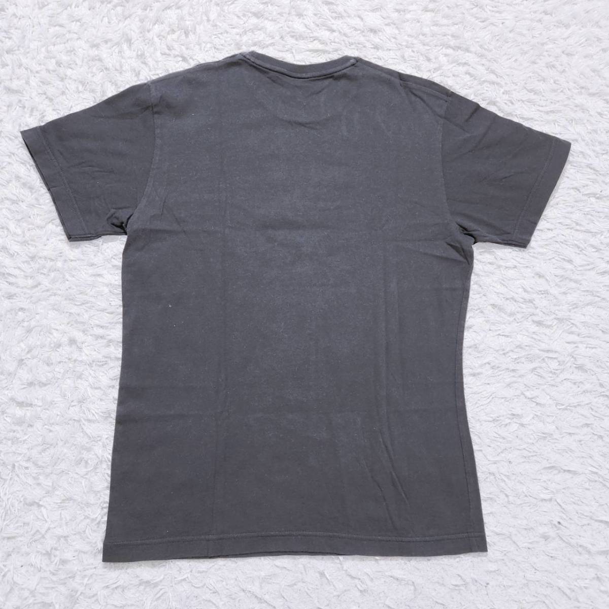 メンズ S UNIQLO Tシャツ ブラック 半袖 カッコいい ジャストサイズ インナー 部屋着 綿 カジュアル ユニクロ 【21477】