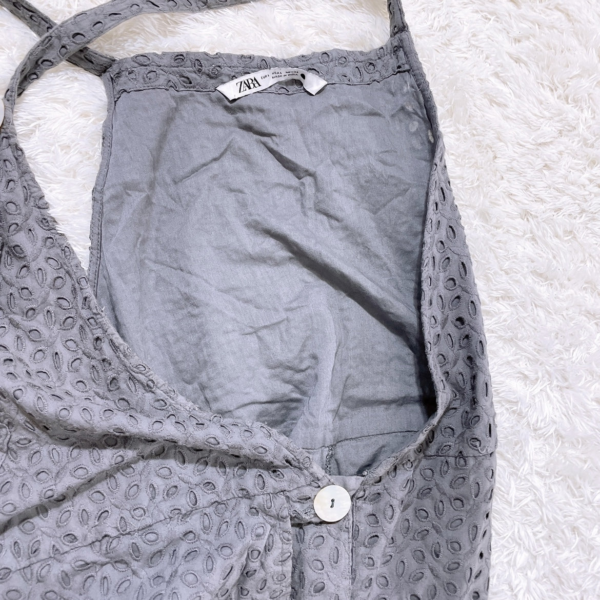 【21492】 ZARA ザラ オールインワン オーバーオール グレー 灰色 オシャレ かわいい 刺繍 普段着 ポケット有 万能