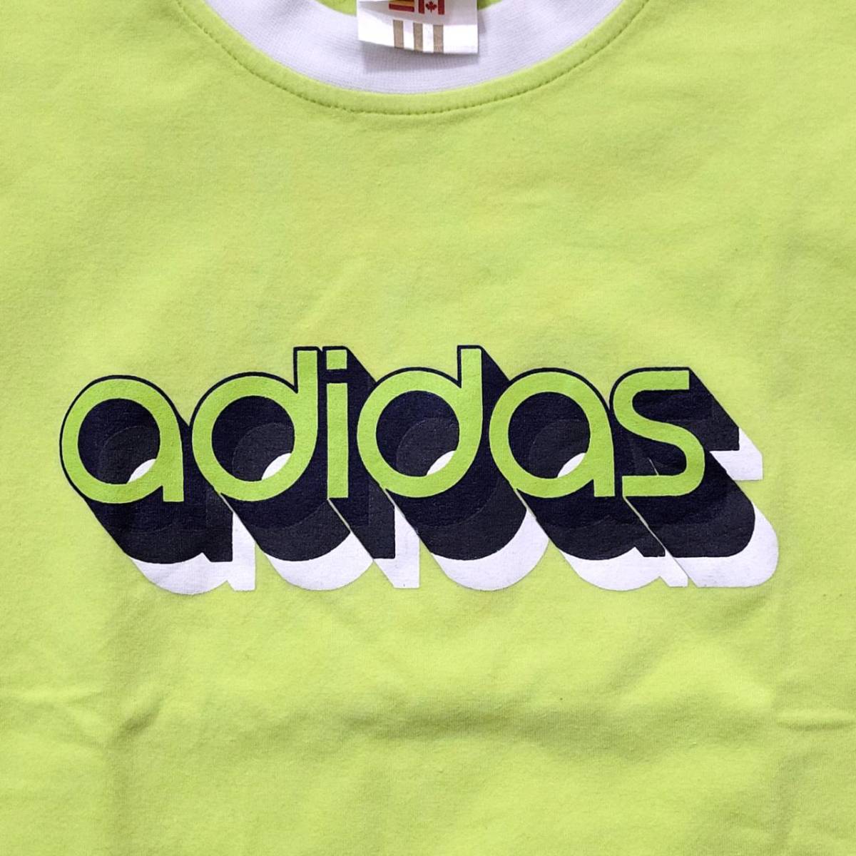 キッズM adidas 半袖Tシャツ 黄緑 イエローグリーン カジュアル ブランドロゴ アディダス 【21594】