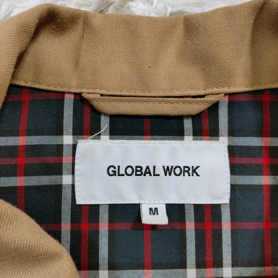 【27572】 GLOBAL WORK グローバルワーク ブルゾン ジャンパー サイズM ベージュ 前開き ジップアップ ダブルファスナー ポケット メンズ
