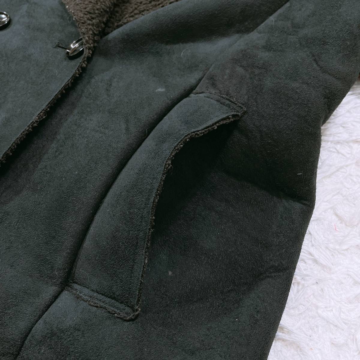 【21724】 archives アルシーヴ ファッション レディース アウター コート セミロングコート 裏起毛 ダブルボタン ポケット ブラック 黒 M