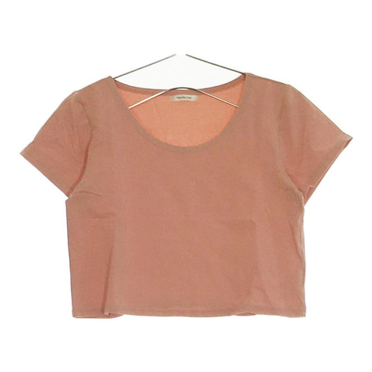 【21893】 Newlyme ニューリーミー 半袖 カットソー Tシャツ Mサイズ 無地 シンプル ショート丈 ピンク 桃色