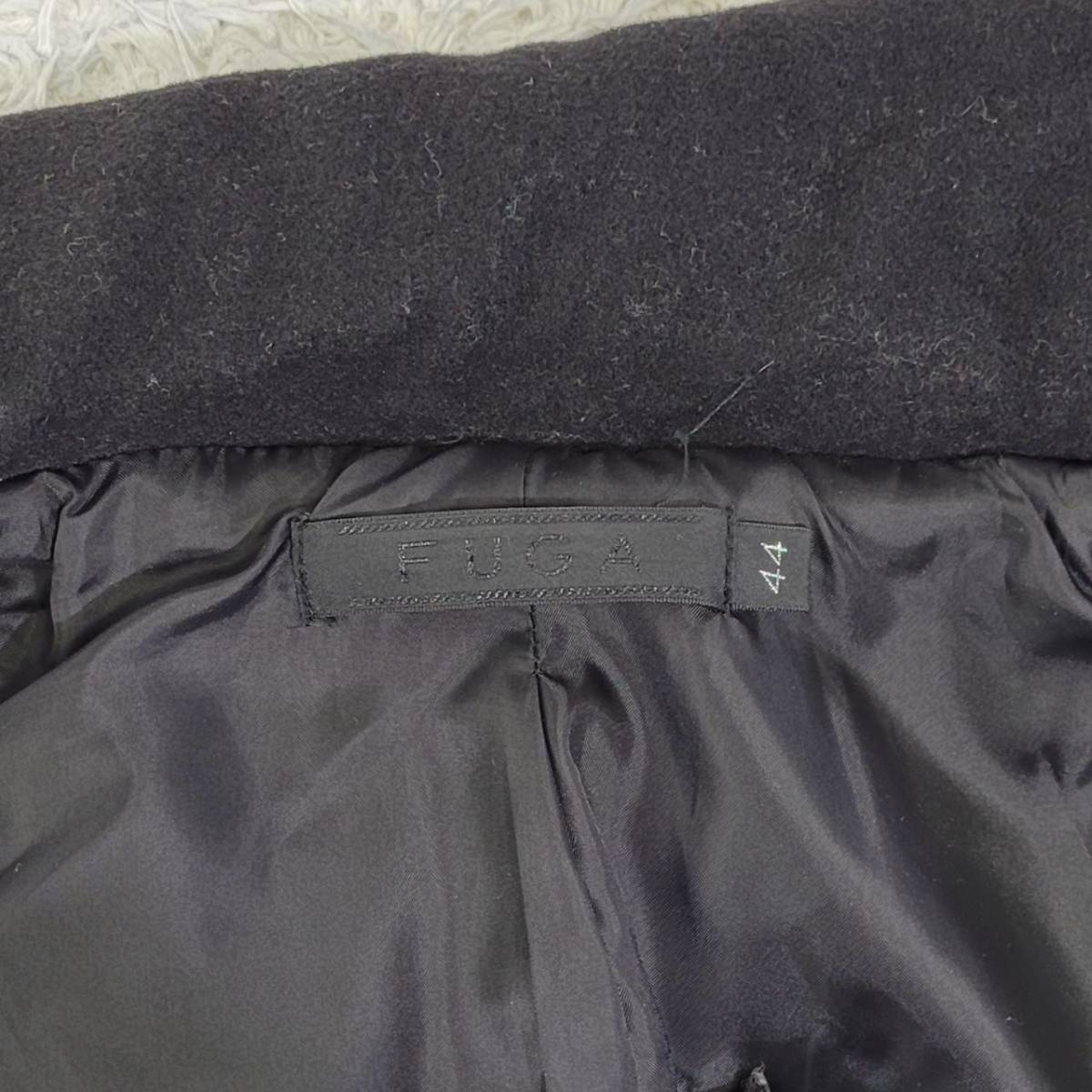 メンズ44 M FUGA コート 黒 ブラック カジュアル ベルト スリット ポケット お出かけ 防寒 秋冬 フーガ 【21905】