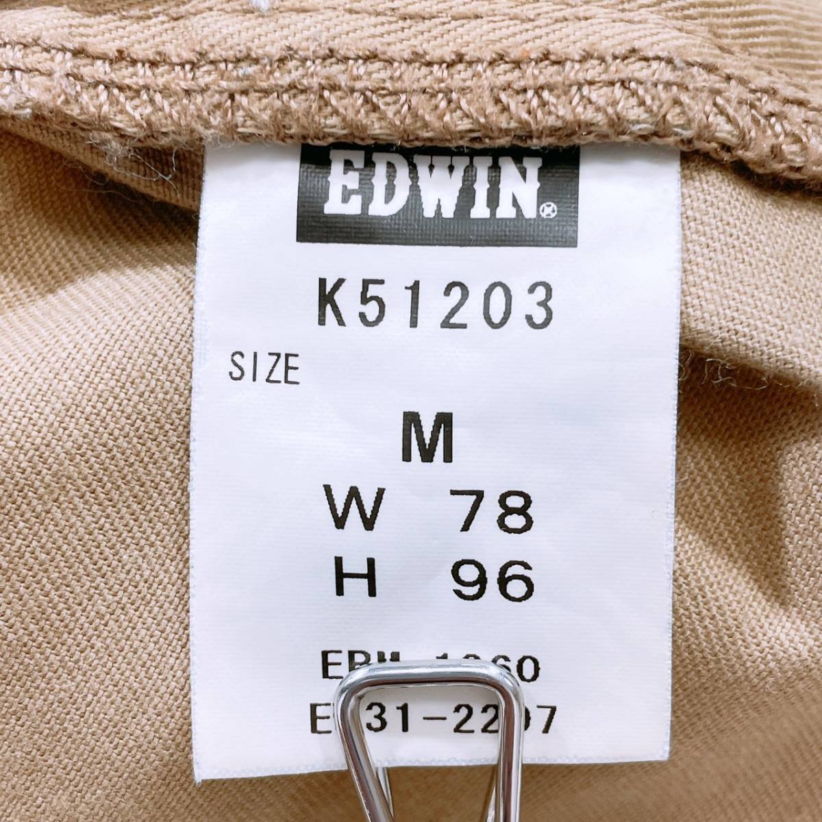 メンズM EDWIN ボトムス パンツ カジュアルパンツ ロングパンツ ベージュ ファスナー ウエスト調整 ロゴ シンプル エドウィン 【22121】