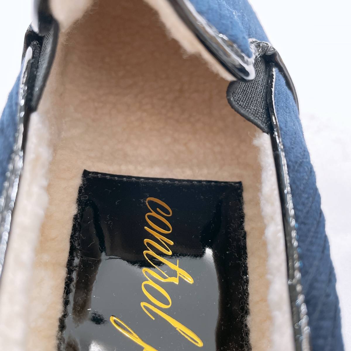 新古品 レディース23.0 Bou Jeloud スニーカー 靴 ネイビー 紺 紐なし シンプル かわいい かっこいい ブージュルード 【22198】