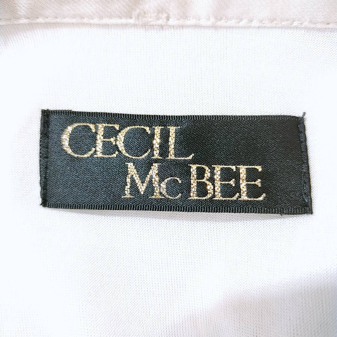 レディース CECIL McBEE シャツ ブラウス クリーム色 ベージュ フリル シャツアウター セシルマクビー 【22229】