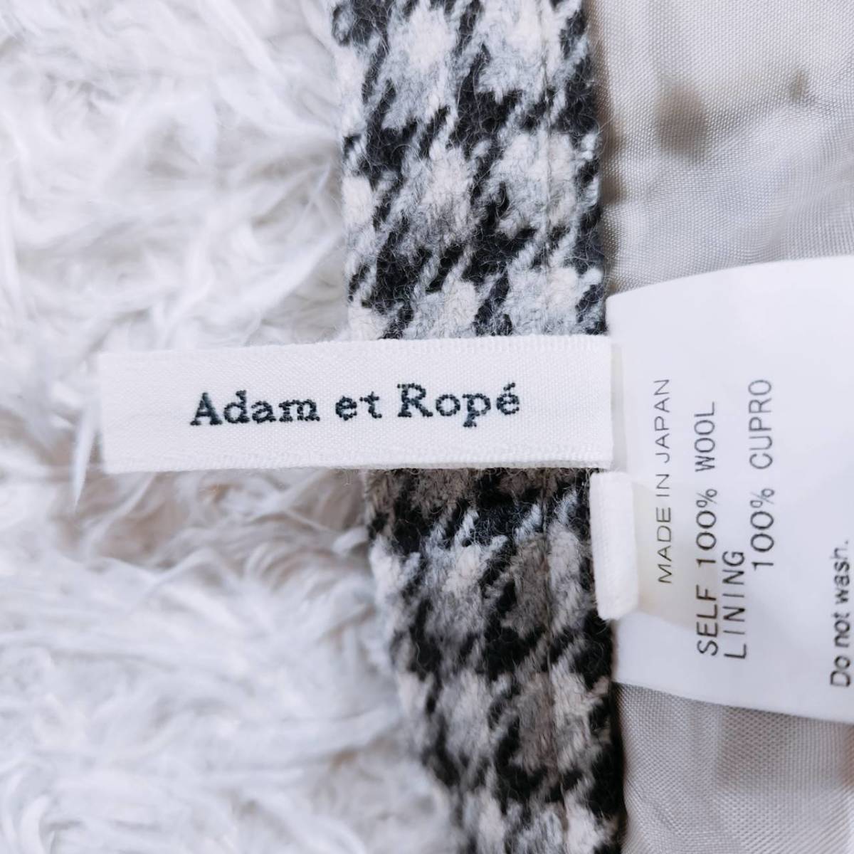 レディースM 38 Adam et Rope' ショートパンツ ホワイト チェック柄 ポケット かわいい オシャレ ウール アダムエロペ 【22258】