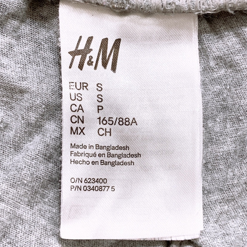 【22270】 H&M エイチ＆エム スウェットパンツ Sサイズ ゴムウエスト ハート柄 薄手 グレー 灰色