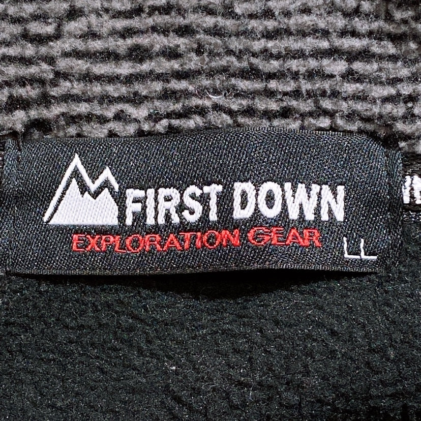 メンズXL FIRST DOWN 長袖 フリースジャケット グレー ブラック 灰色 黒 ボア もこもこ 冬 暖かい ファーストダウン 【22380】