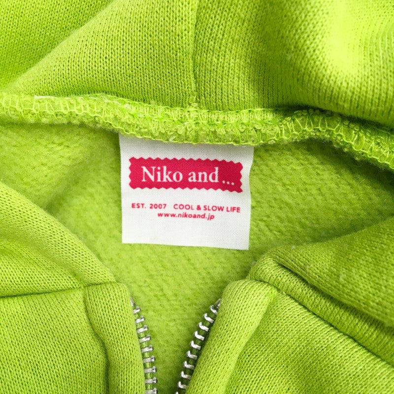 【22723】 niko and... ニコアンド パーカー フーディー サイズF ライムグリーン シンプル 無地 裏起毛 カジュアル かっこいい レディース