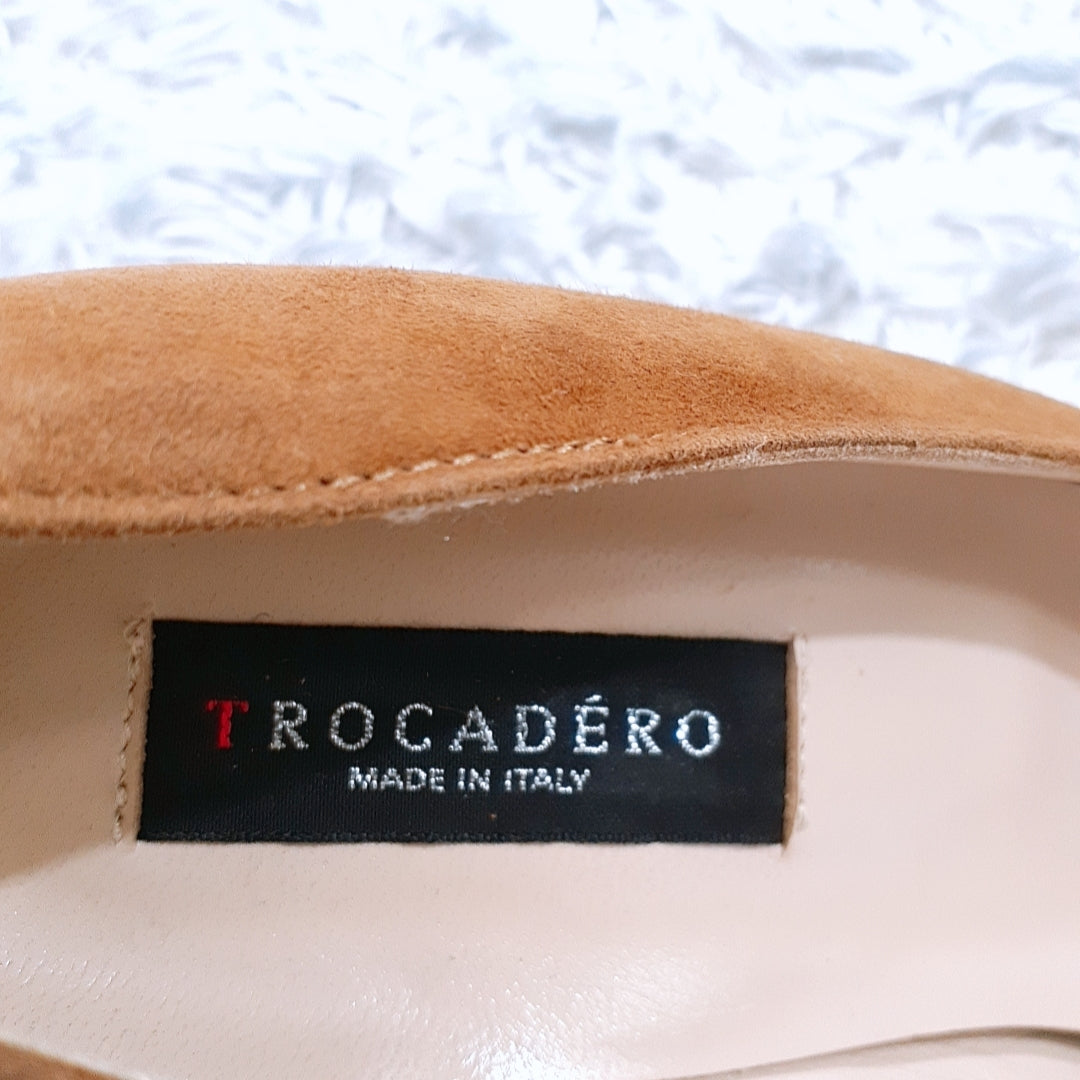 レーディース36 23cm TROCADERO 靴 ベージュ タグ付き 未使用 厚底ヒール シンプル トロカデロ 【22768】