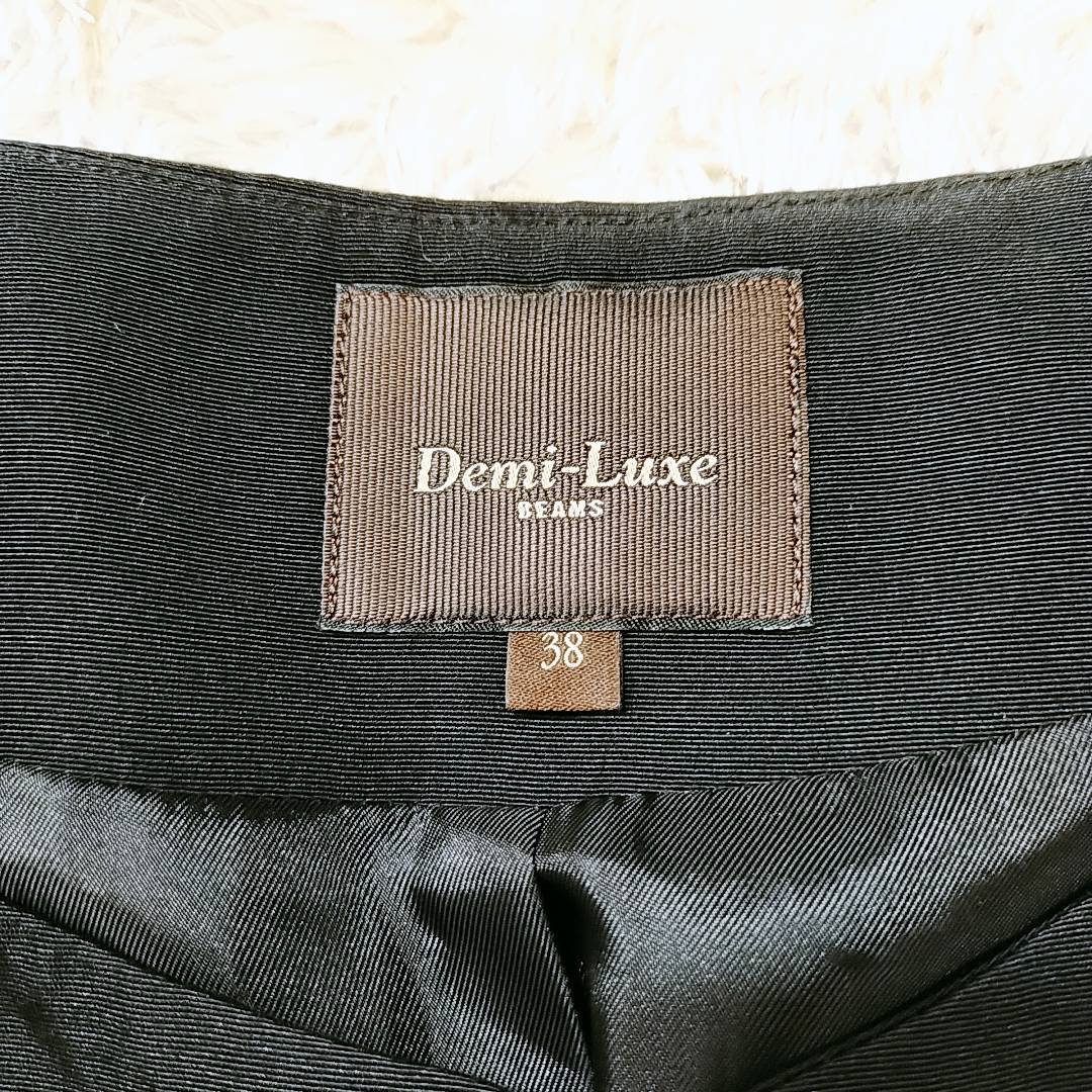【22790】 Demi-Luxe BEAMS デミルクス ビームス フォーマルジャケット 黒 ブラック 38 M相当 裏地あり ベルト付き